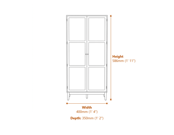 Bordeaux Blue Bedside Dimensions Diagram