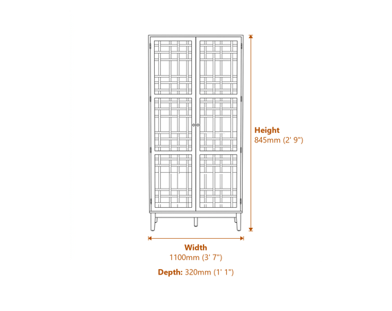 Bordeaux Blue Dressing Table Dimensions Diagram