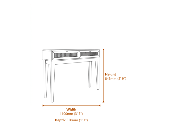 Bordeaux Dressing Table Dimensions Diagram