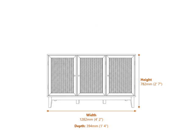 Bordeaux Large Sideboard Dimensions Diagram