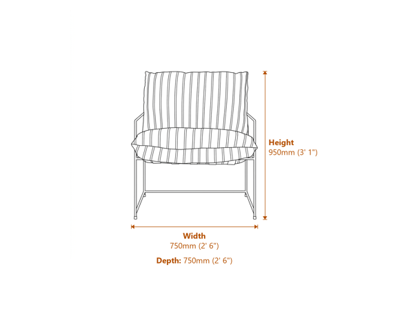 Brook Chalk Stripe Chair Dimensions Diagram