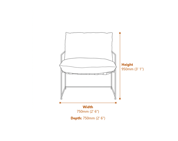 Brook White Chair Dimensions Diagram