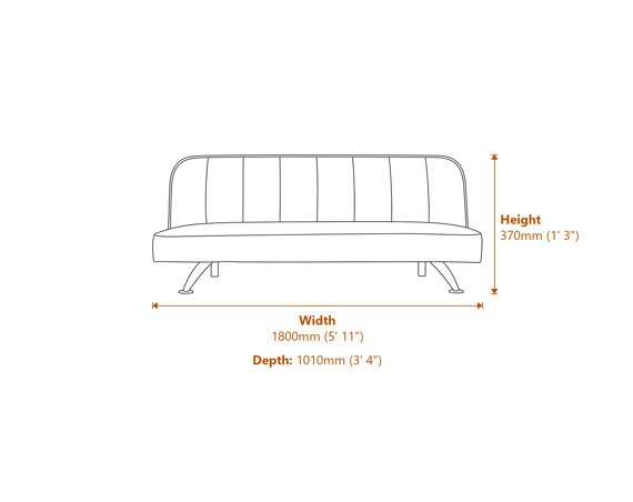 Burlington Sofa Bed Ivory Boucle Matte Black Dimensions Diagram