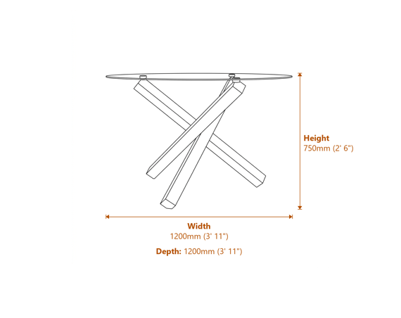 Capri Clear Black Dining Table Dimensions Diagram