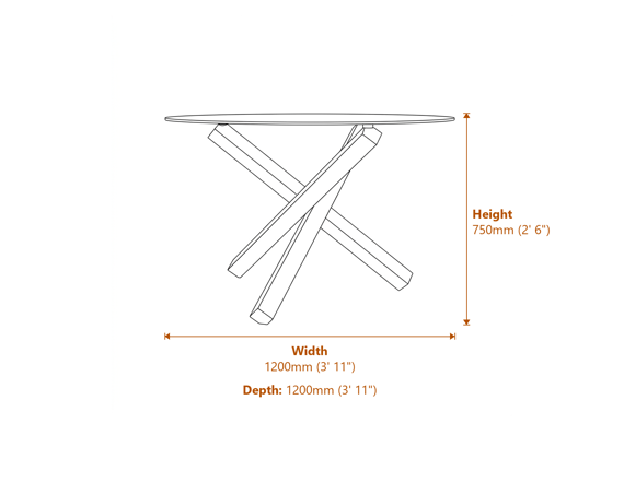 Capri Clear Silver Dining Table Dimensions Diagram