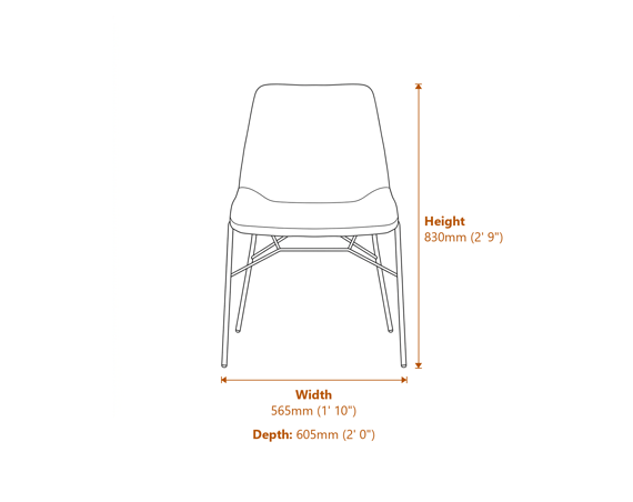 Carlo Black Black Arms Dining Chair Dimensions Diagram