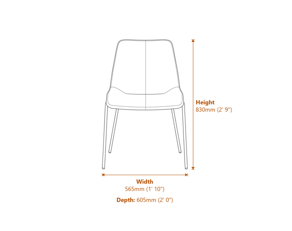 Carlo Taupe Gold Arms Dining Chair Dimensions Diagram
