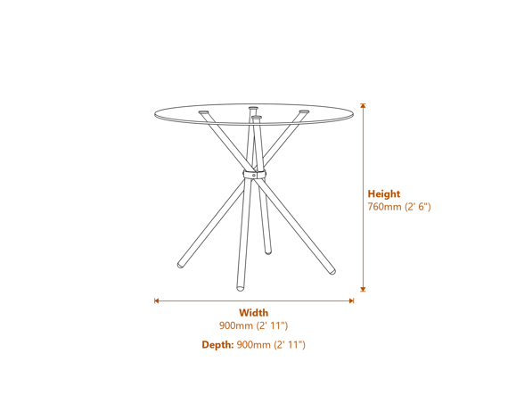 Casa Smoked Top Black Legs Dining Table Dimensions Diagram