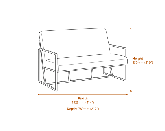 Chance Oxford Blue Sofa Dimensions Diagram