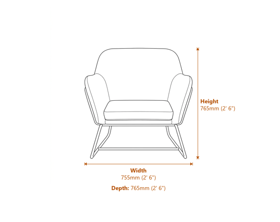 Charles Armchair Racing Green Dimensions Diagram