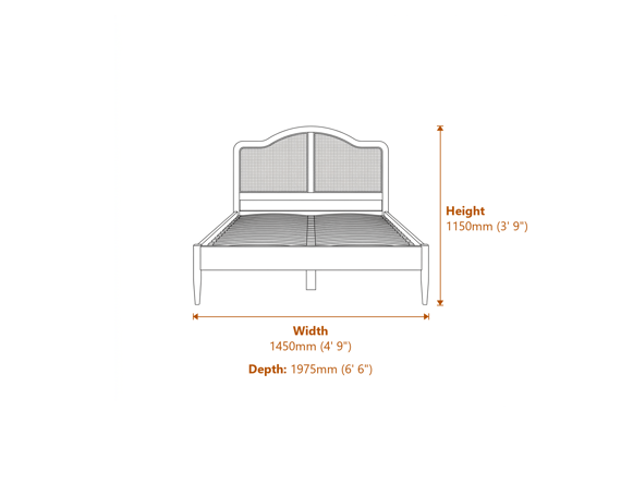 Claude Smoked Double Bed Dimensions Diagram