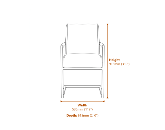 Cleaver Desert Sage Black Arms Dining Chair Dimensions Diagram