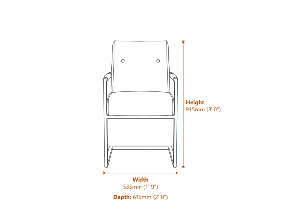 Cleaver Smoked Pearl Black Arms Dining Chair Dimensions Diagram