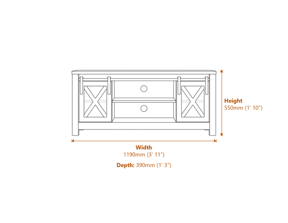 Clover Black Glass Media Unit Dimensions Diagram