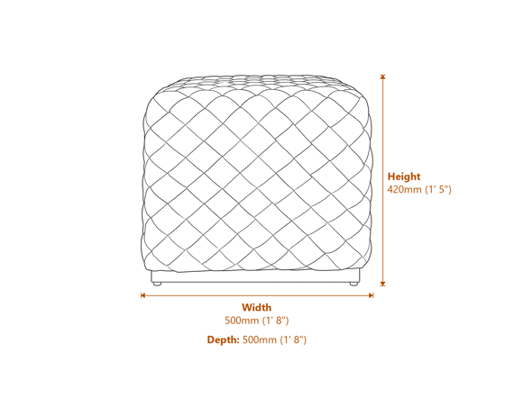 Colline Small Cobalt Pouffe Dimensions Diagram