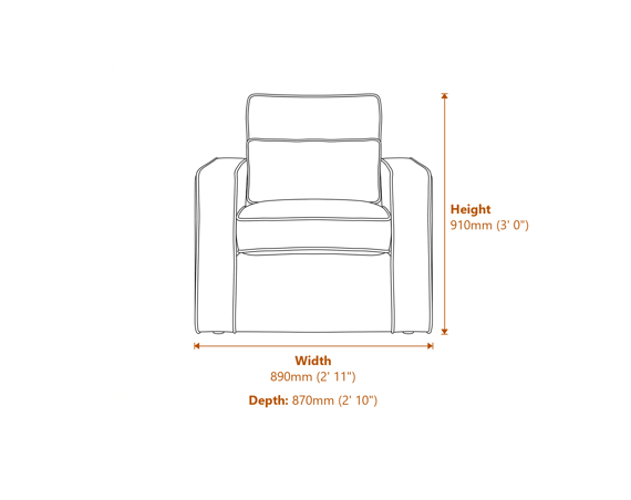 Diego Ice Blue Chair Dimensions Diagram