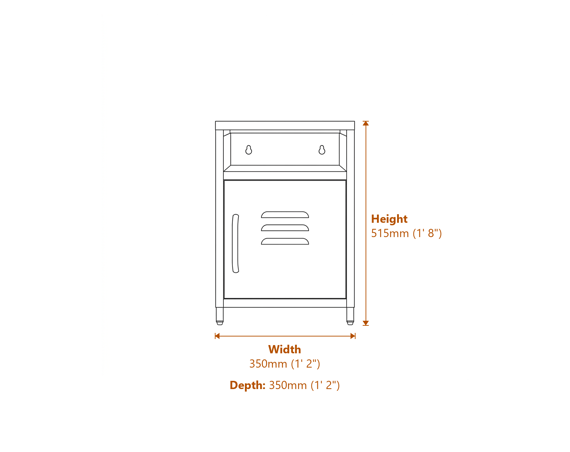 Dillon Black Bedside Cabinet Dimensions Diagram