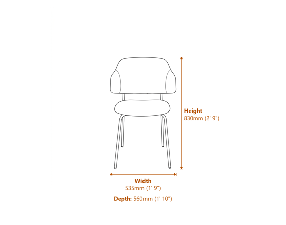 Dorchester Wheat Gold Dining Chair Dimensions Diagram