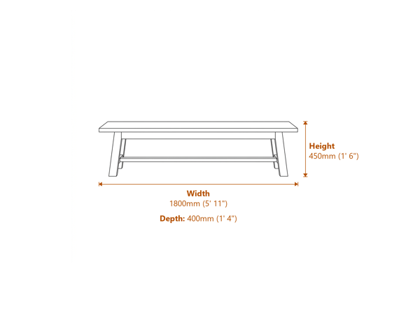 Drift Latte Bench Dimensions Diagram