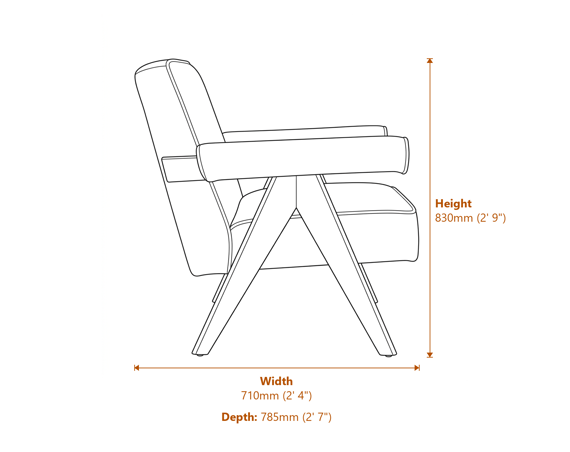 Ember Leaf Chair Dimensions Diagram