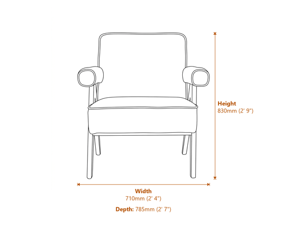 Ember Snow Chair Dimensions Diagram
