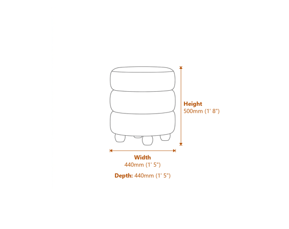 Emi Black Black Pouffe Dimensions Diagram