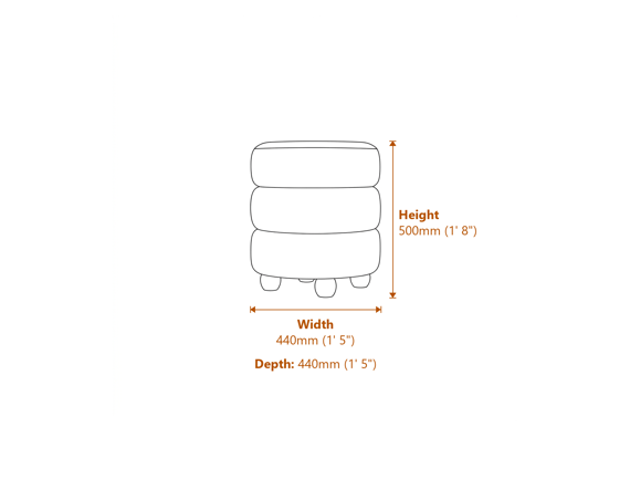 Emi Mole Black Pouffe Dimensions Diagram