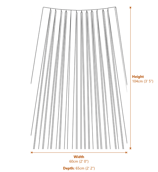 Manado Wooden Lounge Chair Dimensions Diagram