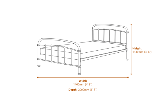 4'6 Halston Double Bed Dimensions Diagram