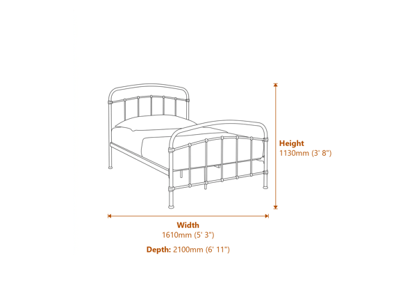 5'0 Halston Kingsize Bed Dimensions Diagram