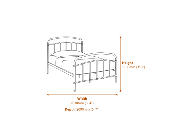 3'0 Halston Black Single Bed Dimensions Diagram