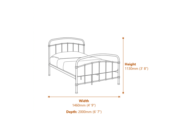 4'6 Halston Black Double Bed Dimensions Diagram