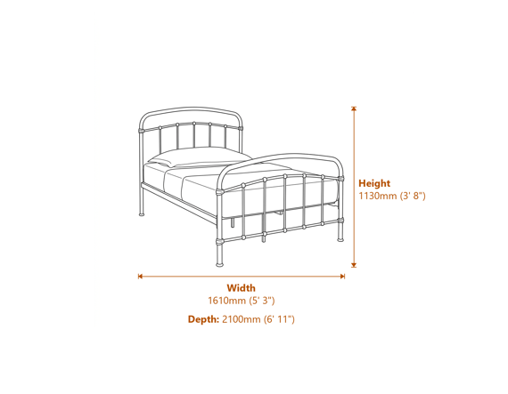 5'0 Halston Black Kingsize Bed Dimensions Diagram