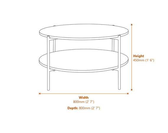Harper Black Coffee Table Dimensions Diagram