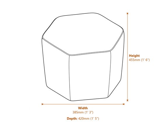 Harbour Grey Thin Stripe Stool Dimensions Diagram