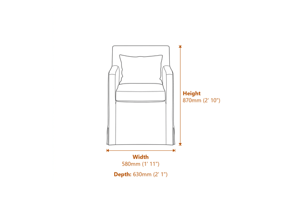 Hettie Grey Thin Stripe Dining Chair Dimensions Diagram