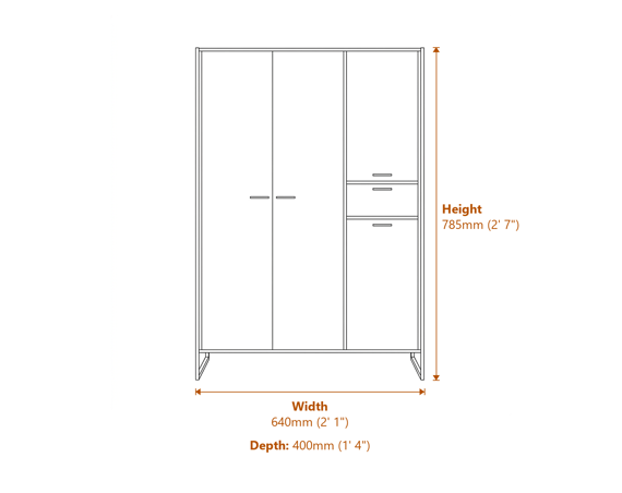 Hoxton Black 3 Drawer Chest Dimensions Diagram