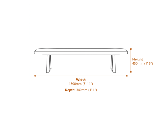 Hyde Black Bench Dimensions Diagram
