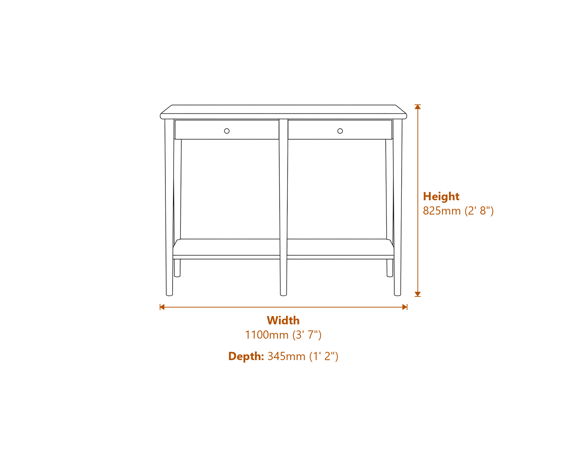 Jackson Matte Black Console Table Dimensions Diagram