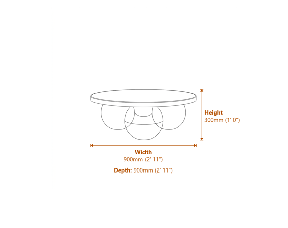 Kenji Matte Black Coffee Table Dimensions Diagram