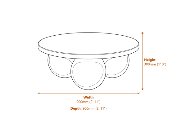 Kenji Calico Coffee Table Dimensions Diagram