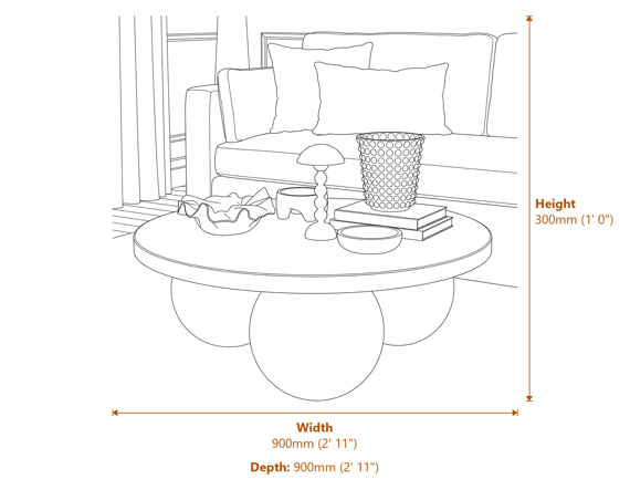Kenji White Coffee Table Dimensions Diagram