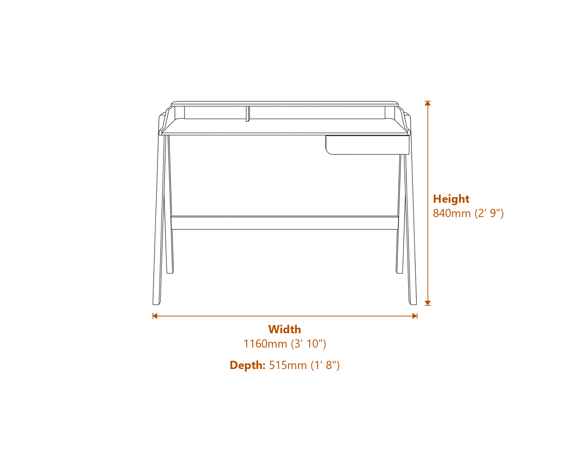Lark Black Desk Dimensions Diagram
