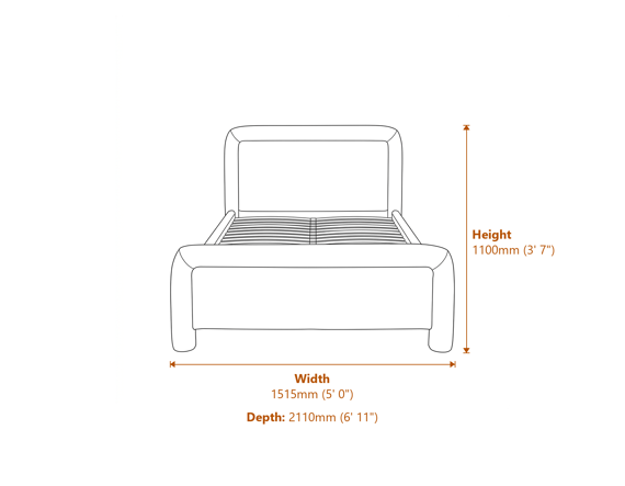 Leonnie Black Double Bed Dimensions Diagram