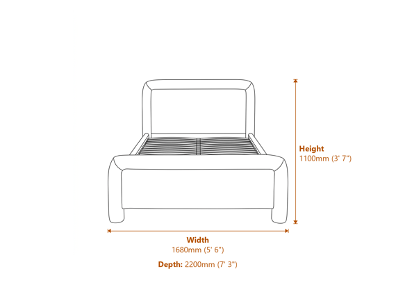 Leonnie Black King Size Bed Dimensions Diagram