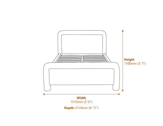 Leonnie Ghost Double Bed Dimensions Diagram