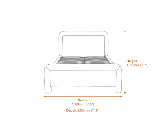 Leonnie Ghost King Size Bed Dimensions Diagram