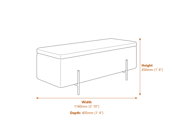 Lola Storage Ottoman Ivory Boucle Matte Black Dimensions Diagram