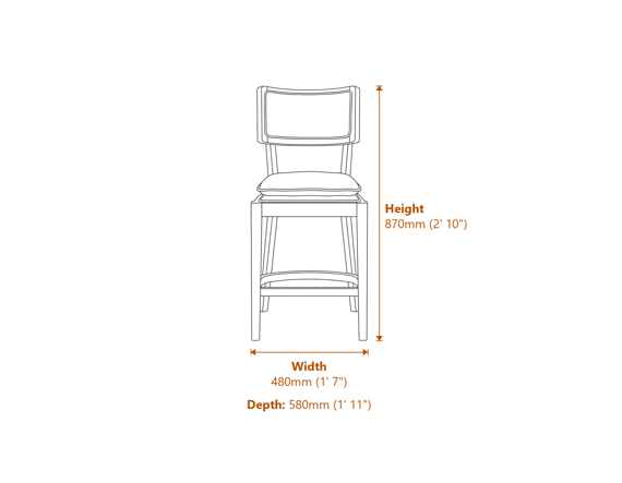 Maggie Frost Umber Dining Chair Dimensions Diagram
