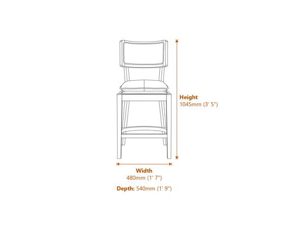 Maggie Frost Umber Counter Stool Dimensions Diagram